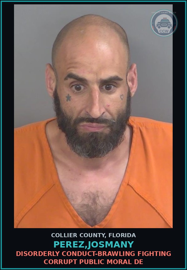 Booking mugshot of PEREZ,JOSMANY in Collier County