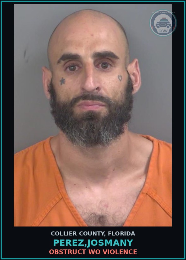 Booking mugshot of PEREZ,JOSMANY in Collier County