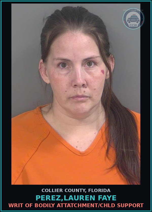Booking mugshot of PEREZ,LAUREN FAYE in Collier County
