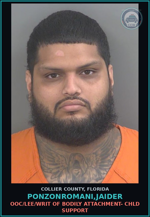 Booking mugshot of PONZONROMANI,JAIDER in Collier County