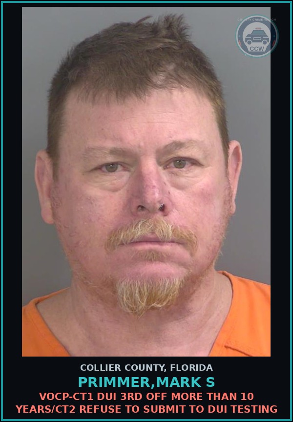 Booking mugshot of PRIMMER,MARK S in Collier County