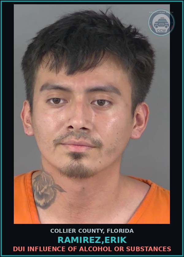 Booking mugshot of RAMIREZ,ERIK in Collier County