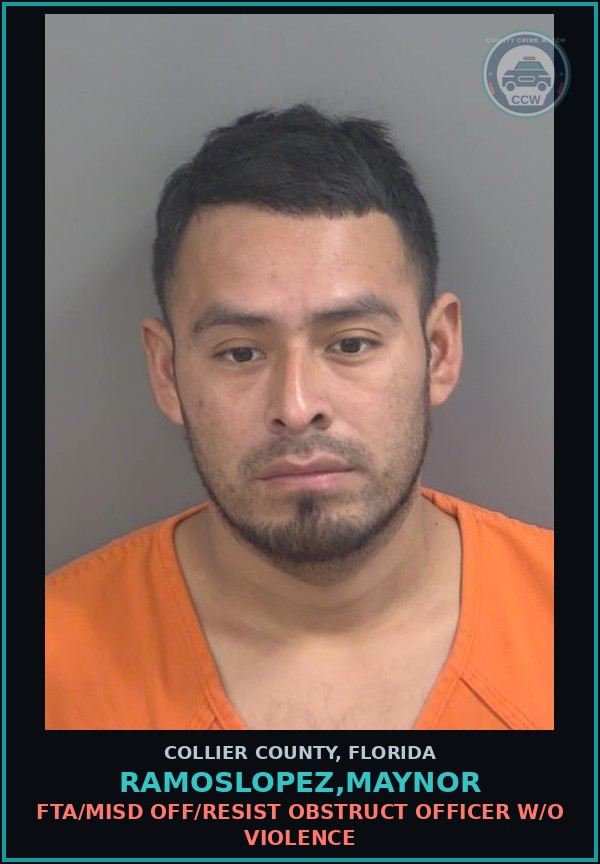 Booking mugshot of RAMOSLOPEZ,MAYNOR in Collier County