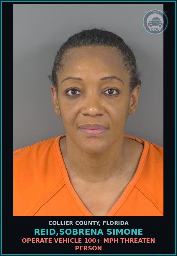 Booking mugshot of REID,SOBRENA SIMONE in Collier County