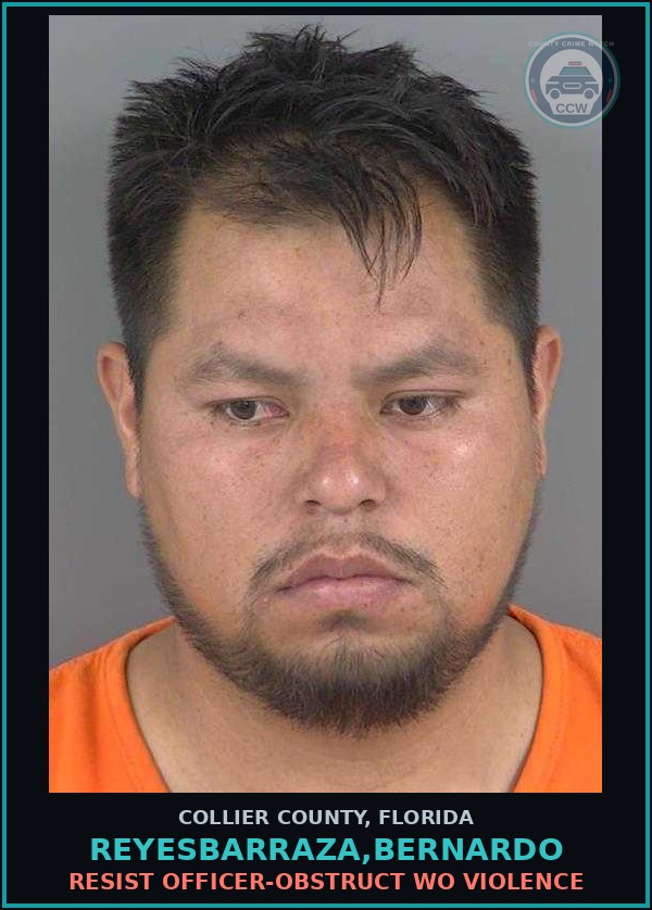 Booking mugshot of REYESBARRAZA,BERNARDO in Collier County