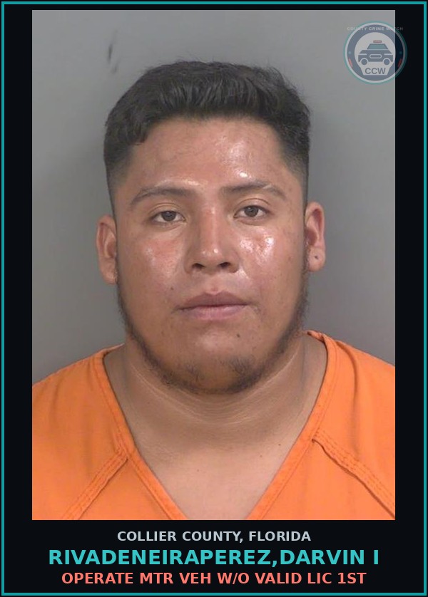 Booking mugshot of RIVADENEIRAPEREZ,DARVIN I in Collier County