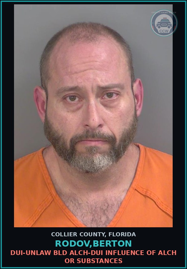 Booking mugshot of RODOV,BERTON in Collier County
