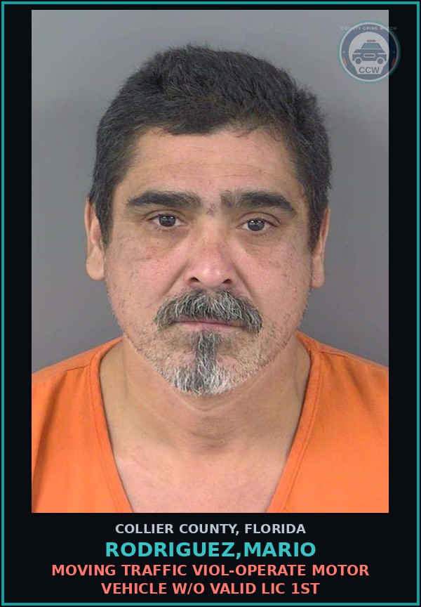 Booking mugshot of RODRIGUEZ,MARIO in Collier County