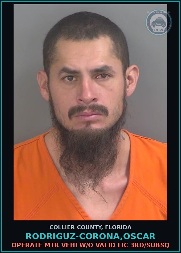 Booking mugshot of RODRIGUZ-CORONA,OSCAR in Collier County