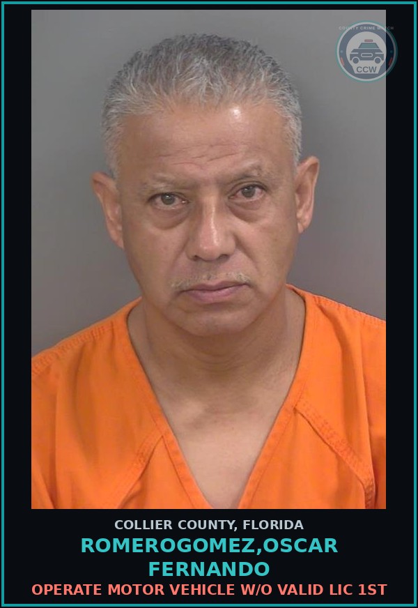 Booking mugshot of ROMEROGOMEZ,OSCAR FERNANDO in Collier County