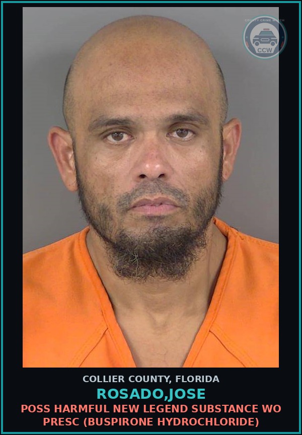 Booking mugshot of ROSADO,JOSE in Collier County