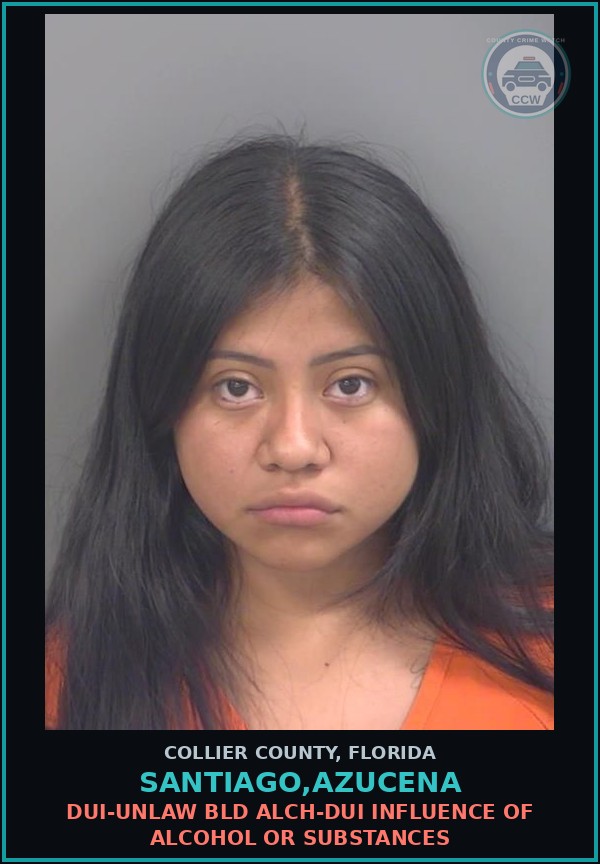 Booking mugshot of SANTIAGO,AZUCENA in Collier County