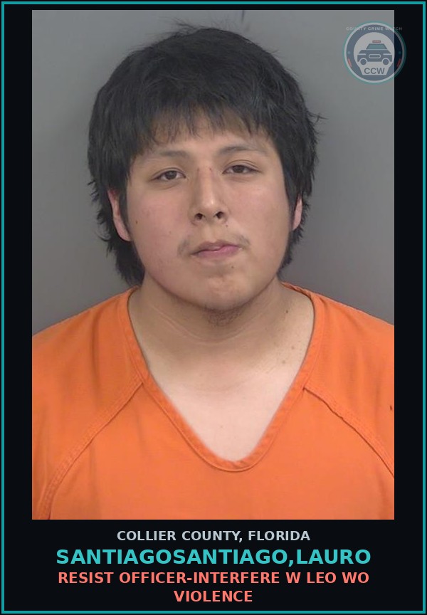 Booking mugshot of SANTIAGOSANTIAGO,LAURO in Collier County