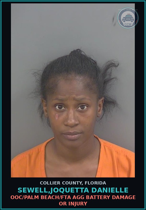 Booking mugshot of SEWELL,JOQUETTA DANIELLE in Collier County
