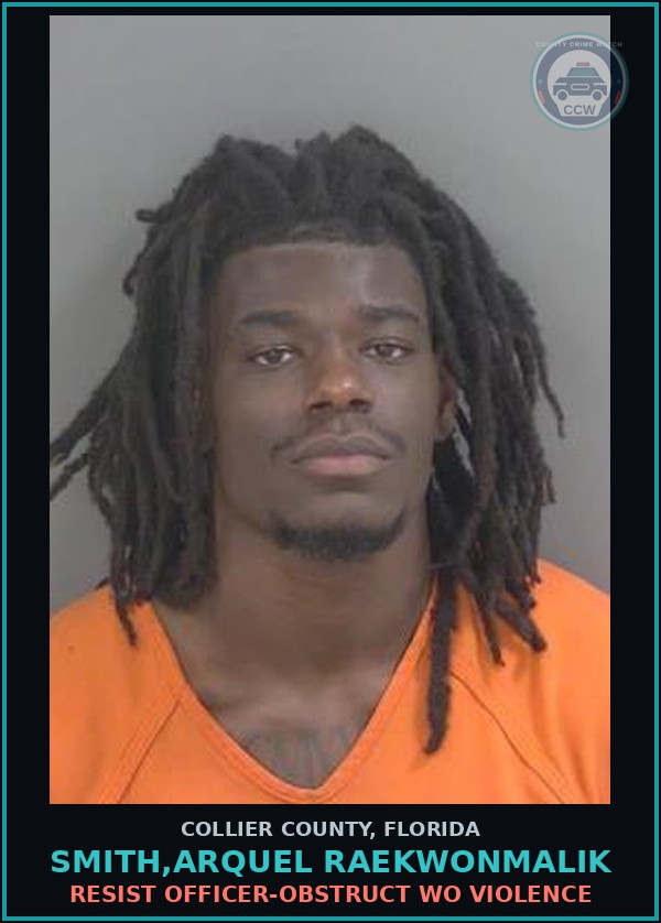 Booking mugshot of SMITH,ARQUEL RAEKWONMALIK in Collier County