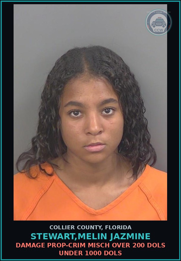 Booking mugshot of STEWART,MELIN JAZMINE in Collier County