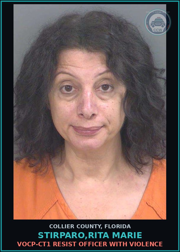 Booking mugshot of STIRPARO,RITA MARIE in Collier County