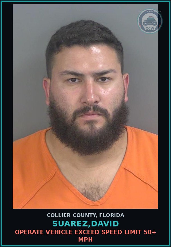 Booking mugshot of SUAREZ,DAVID in Collier County