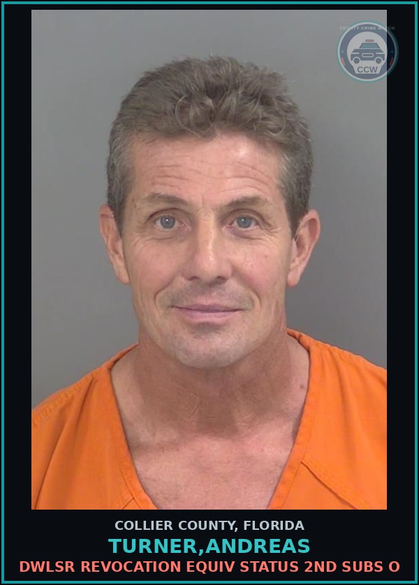 Booking mugshot of TURNER,ANDREAS in Collier County