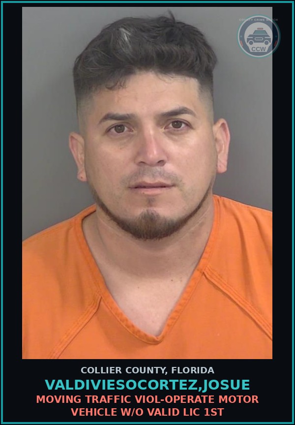 Booking mugshot of VALDIVIESOCORTEZ,JOSUE in Collier County