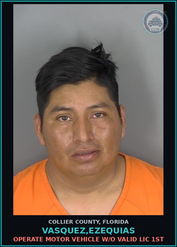 Booking mugshot of VASQUEZ,EZEQUIAS in Collier County