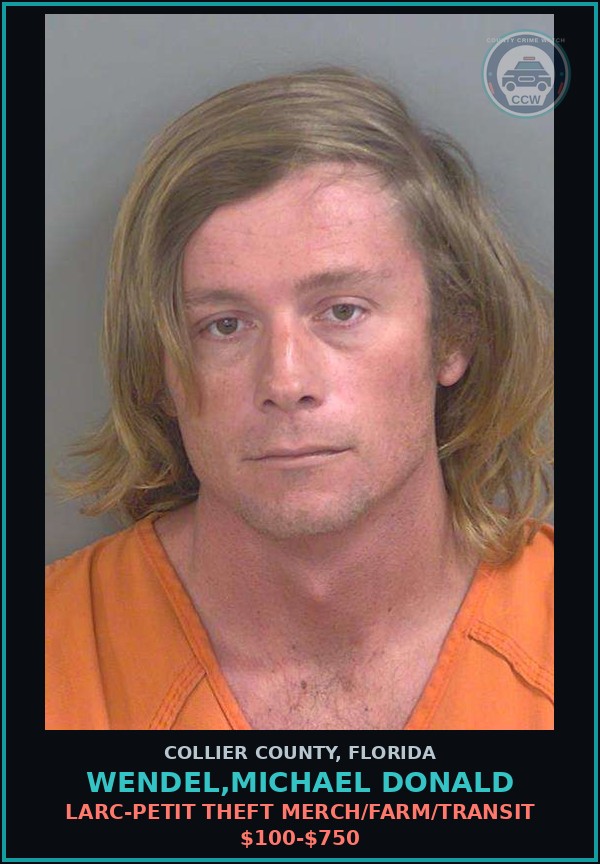 Booking mugshot of WENDEL,MICHAEL DONALD in Collier County