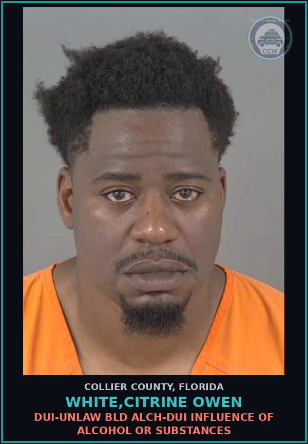 Booking mugshot of WHITE,CITRINE OWEN in Collier County