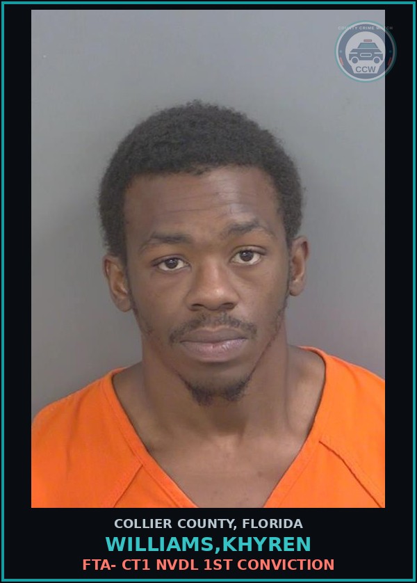 Booking mugshot of WILLIAMS,KHYREN in Collier County