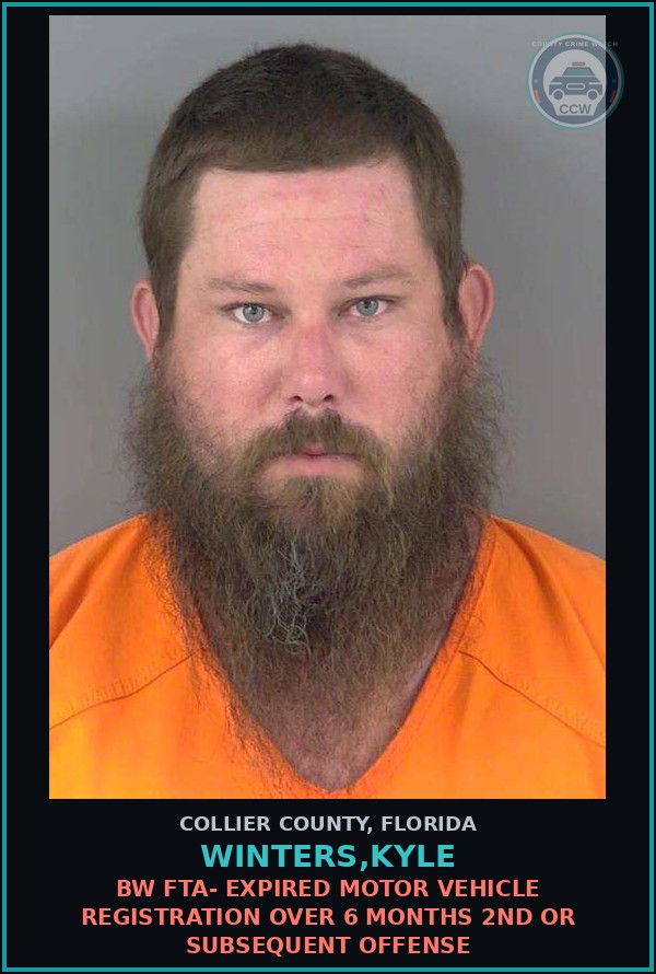 Booking mugshot of WINTERS,KYLE in Collier County