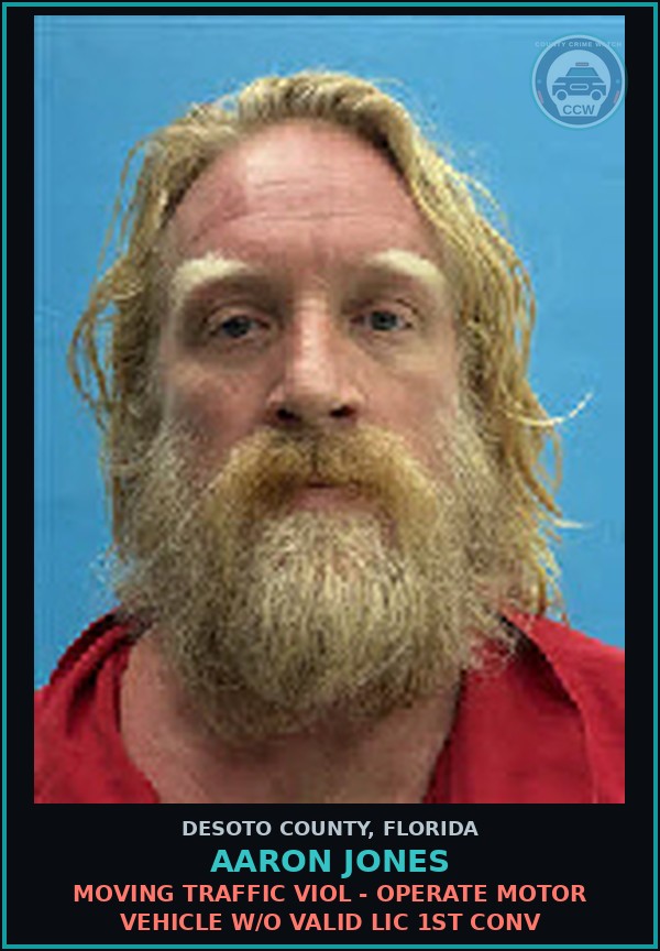 Booking mugshot of Aaron Jones in DeSoto County
