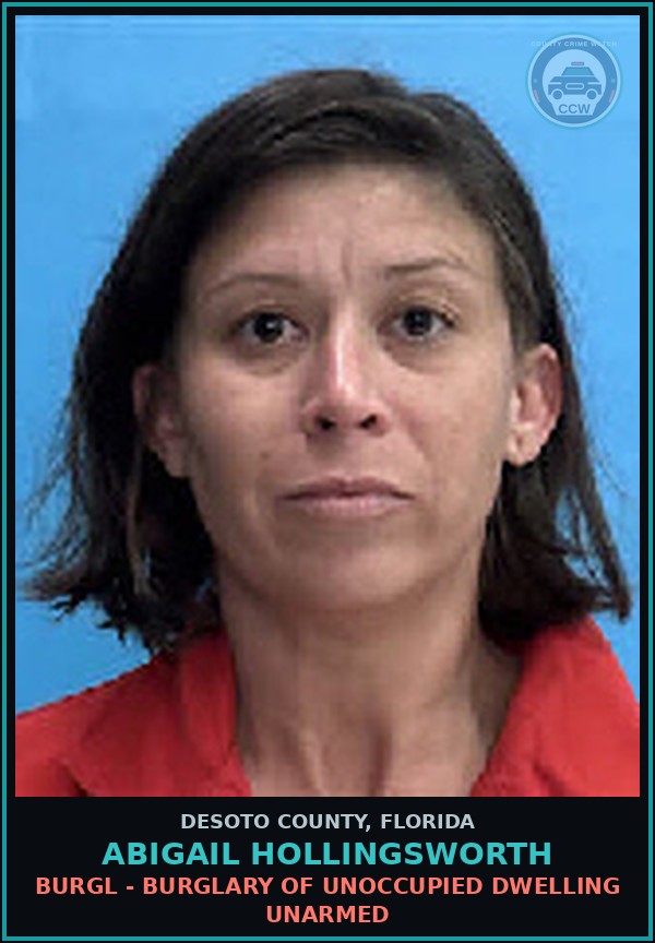 Booking mugshot of Abigail Hollingsworth in DeSoto County