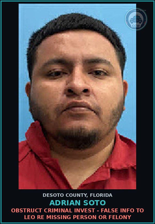 Booking mugshot of Adrian Soto in DeSoto County