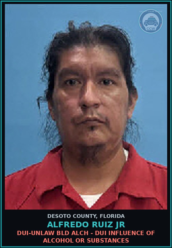 Booking mugshot of Alfredo Ruiz Jr in DeSoto County