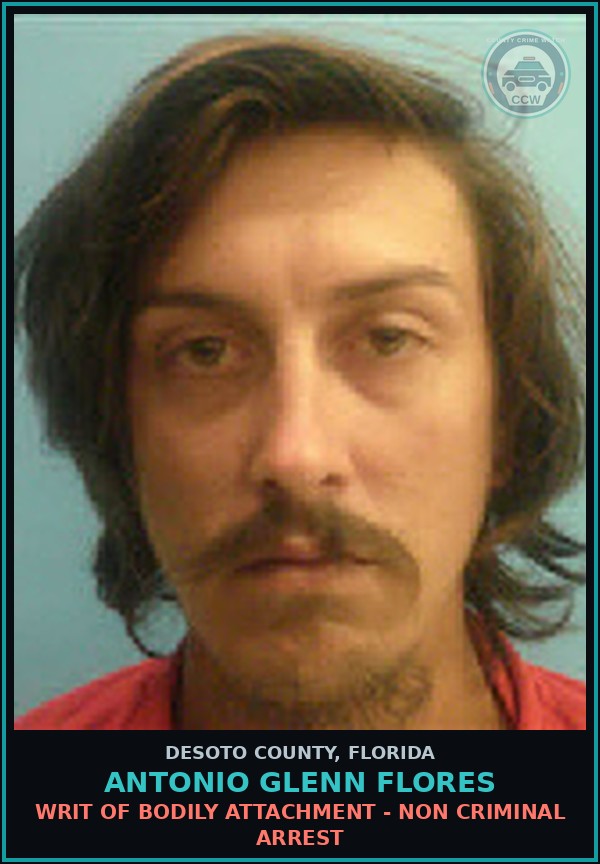 Booking mugshot of Antonio Glenn Flores in DeSoto County