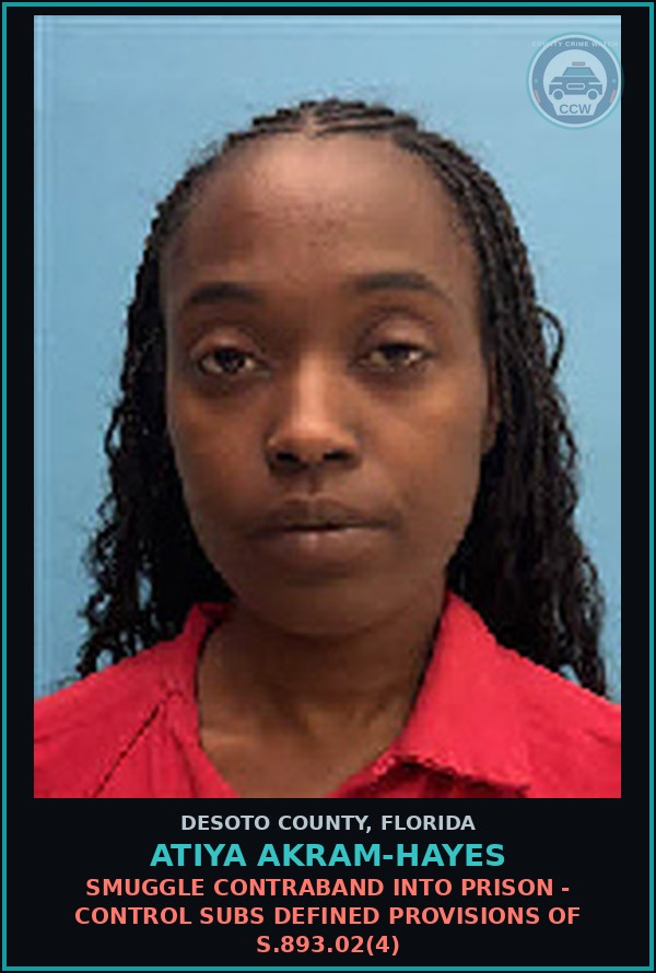 Booking mugshot of Atiya Akram-Hayes in DeSoto County