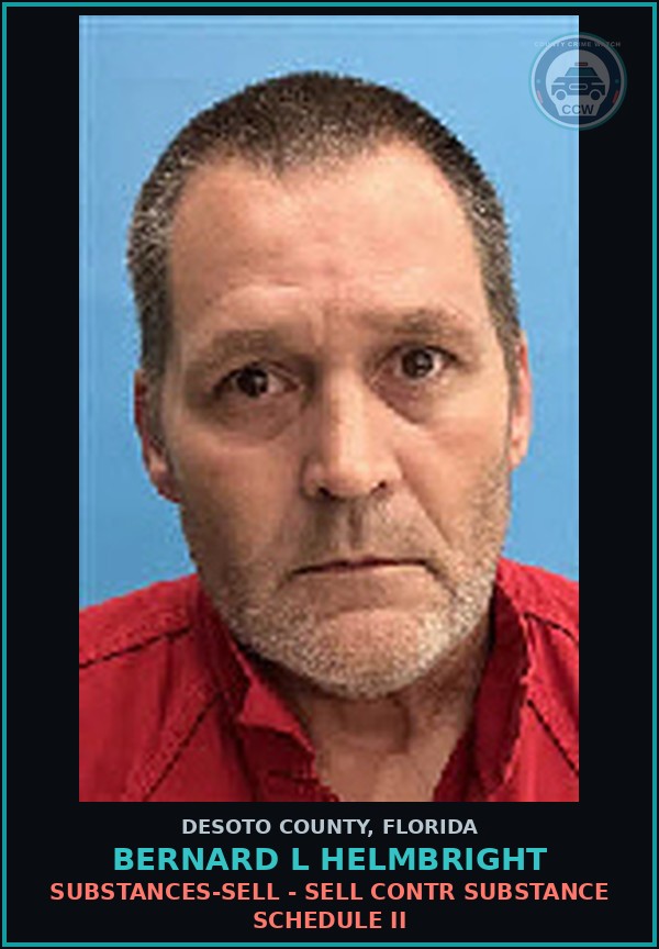 Booking mugshot of Bernard L Helmbright in DeSoto County
