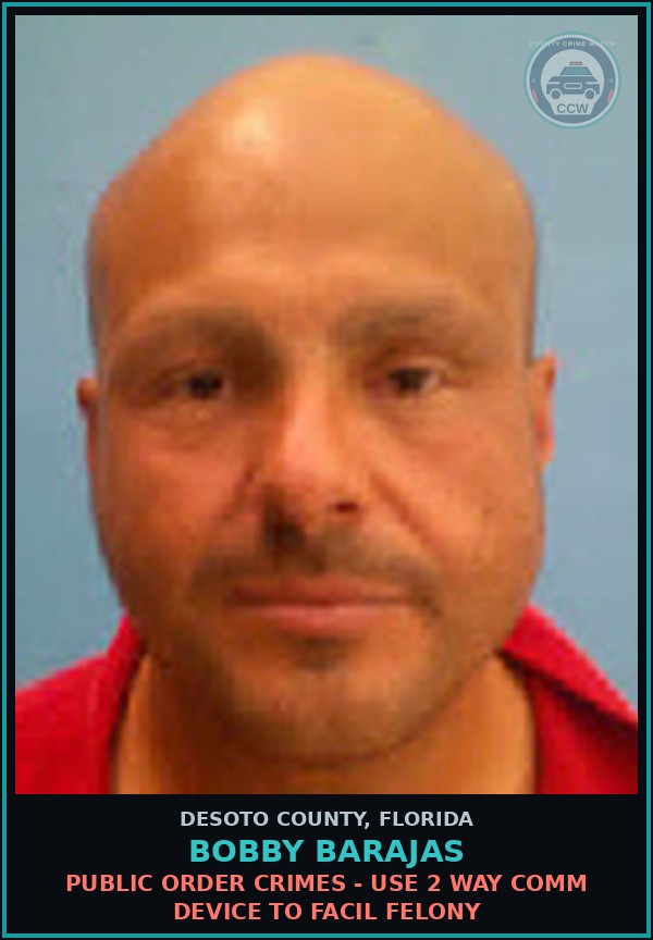 Booking mugshot of Bobby Barajas in DeSoto County