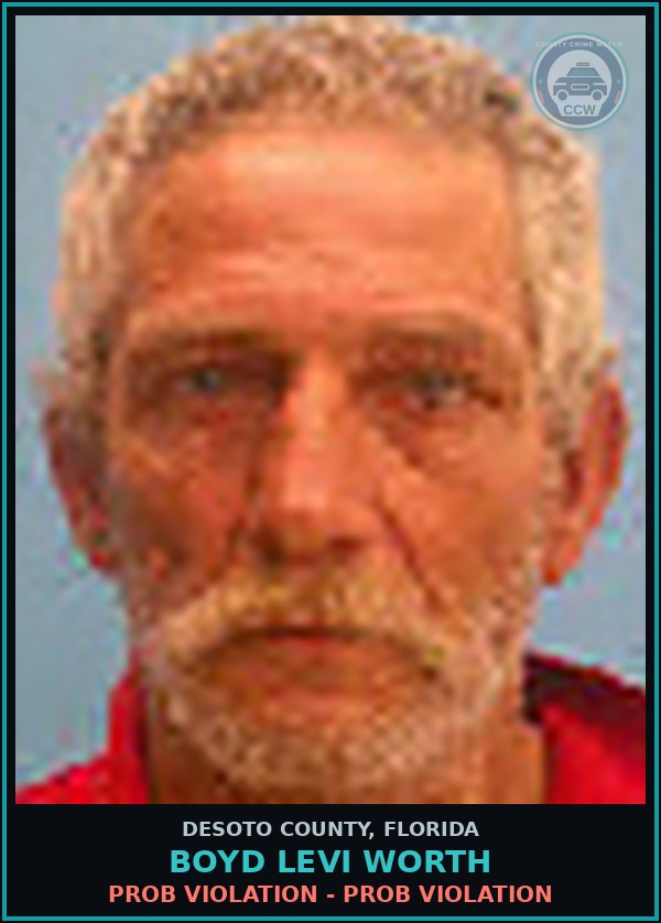 Booking mugshot of Boyd Levi Worth in DeSoto County