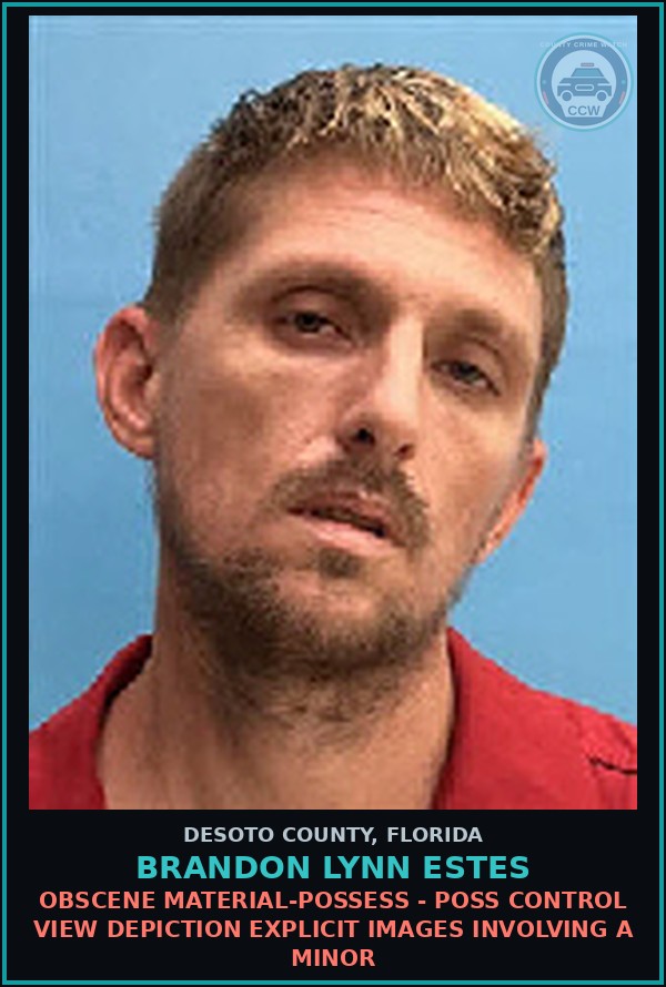 Booking mugshot of Brandon Lynn Estes in DeSoto County