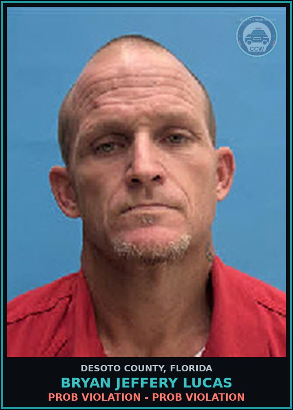 Booking mugshot of Bryan Jeffery Lucas in DeSoto County
