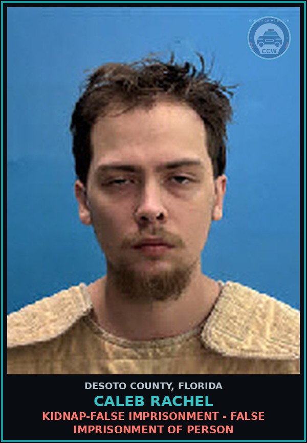 Booking mugshot of Caleb Rachel in DeSoto County