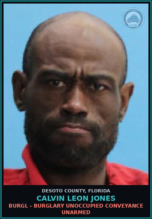 Booking mugshot of Calvin Leon Jones in DeSoto County