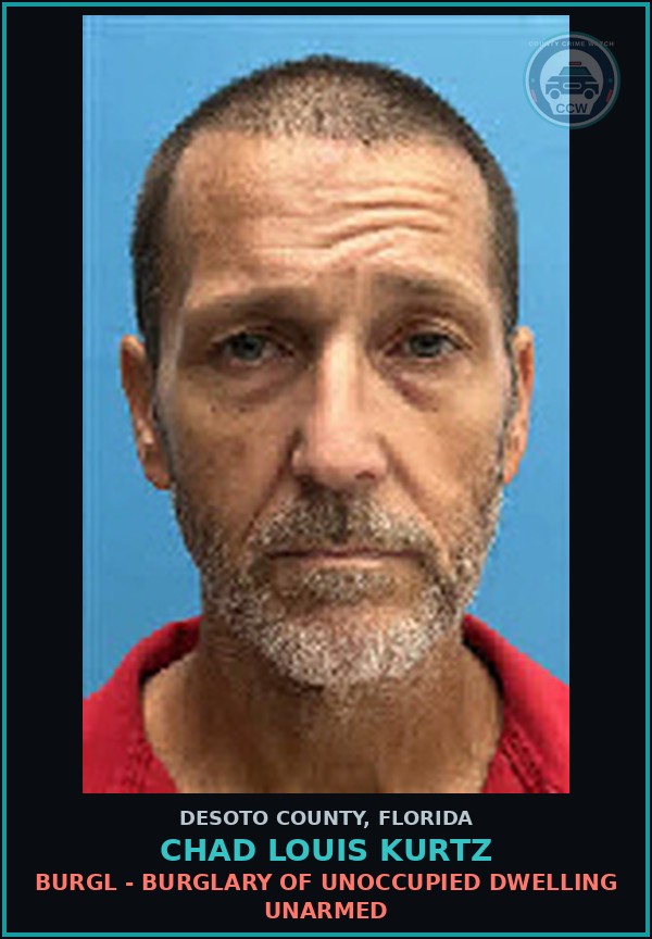 Booking mugshot of Chad Louis Kurtz in DeSoto County
