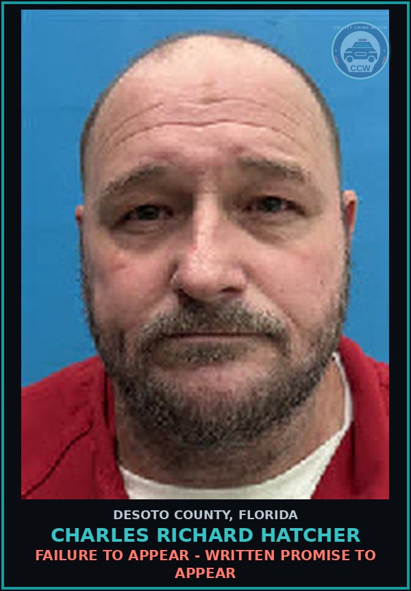 Booking mugshot of Charles Richard Hatcher in DeSoto County