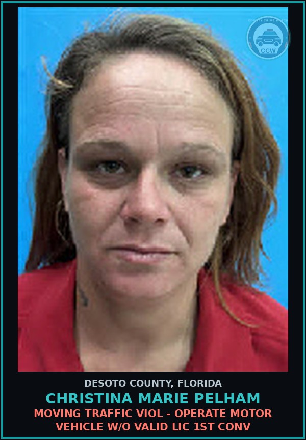 Booking mugshot of Christina Marie Pelham in DeSoto County