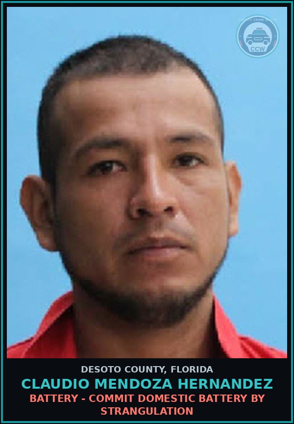 Booking mugshot of Claudio Mendoza Hernandez in DeSoto County