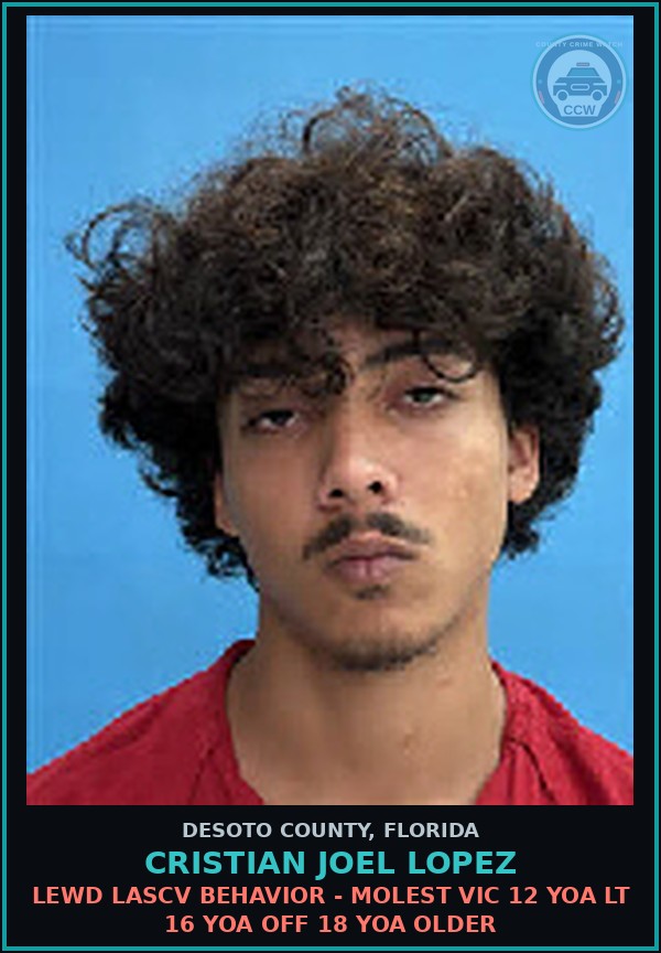 Booking mugshot of Cristian Joel Lopez in DeSoto County