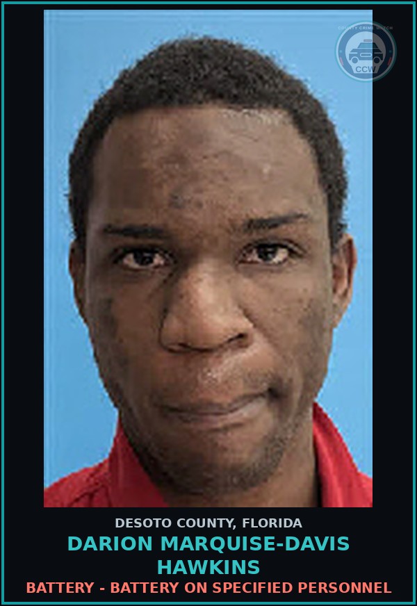 Booking mugshot of Darion Marquise-Davis Hawkins in DeSoto County