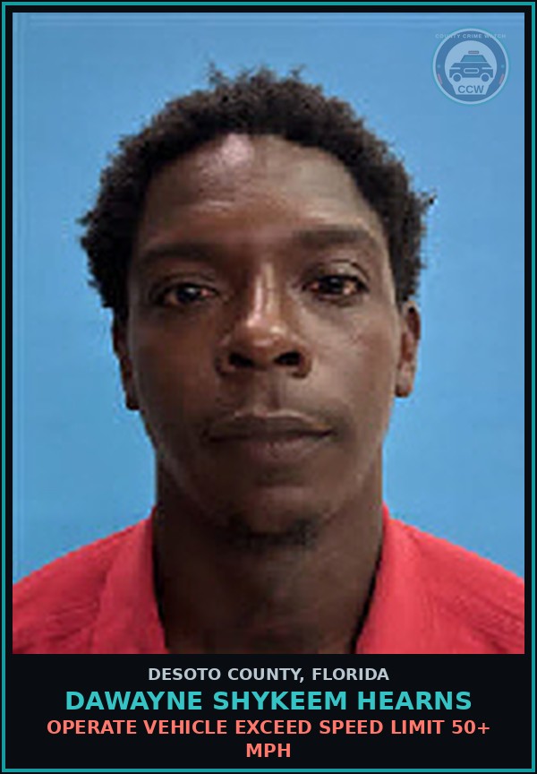 Booking mugshot of Dawayne Shykeem Hearns in DeSoto County