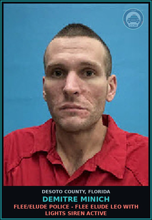 Booking mugshot of Demitre Minich in DeSoto County